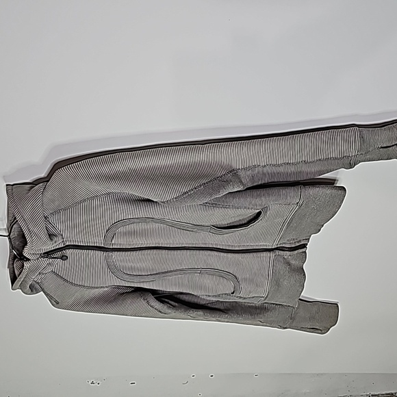 LULULEMON size 2 gray and brown pinstriped scuba zip up hoodie - Picture 2 of 7